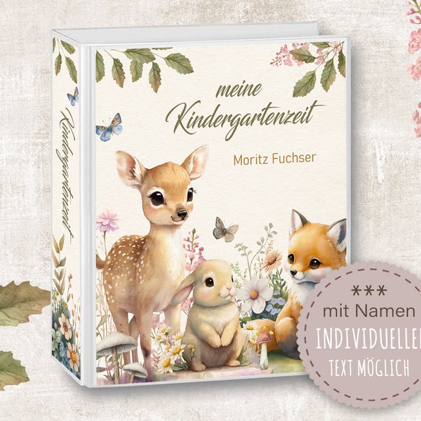 Dossier de maternelle personnalisé avec le nom Sweet Babies Animaux de la forêt - Mon temps à la maternelle Dossier de collection de dossiers de maternelle garçon fille