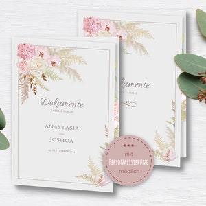Traumappe personalisiert Fanon Dokumentenmappe A4 A5 alternative Stammbuch der Familie Mappe Hochzeit Handarbeit