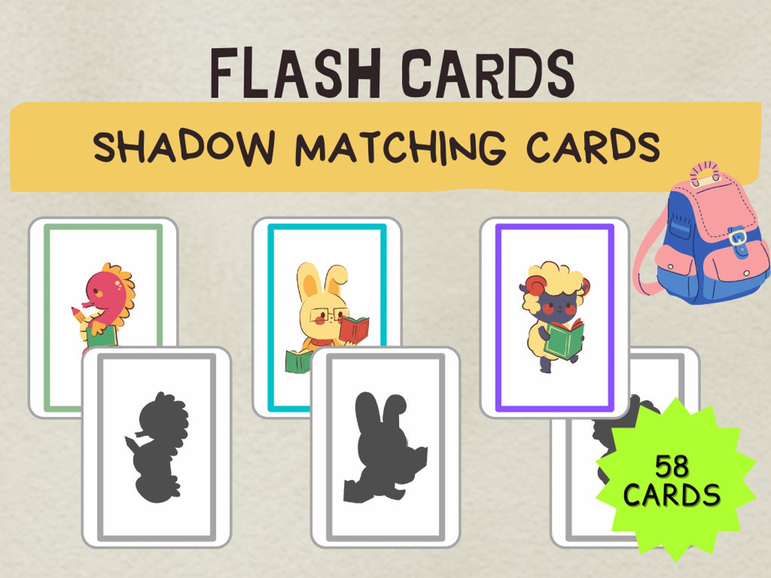 SHADOW MATCHING CARDS Fun Matching Game Find a shadow | Etsy