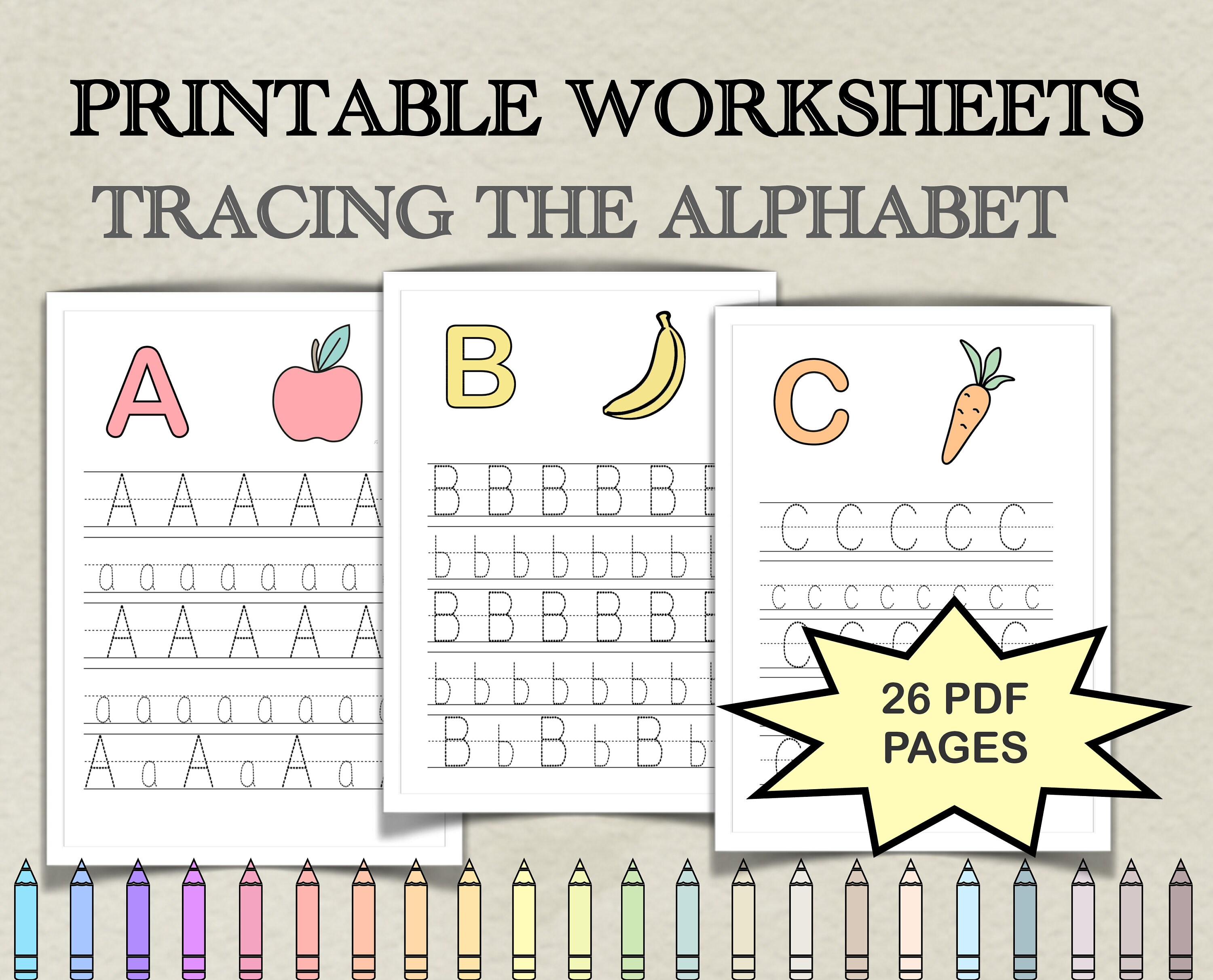 trace the alphabet pre writing activity preschool etsy