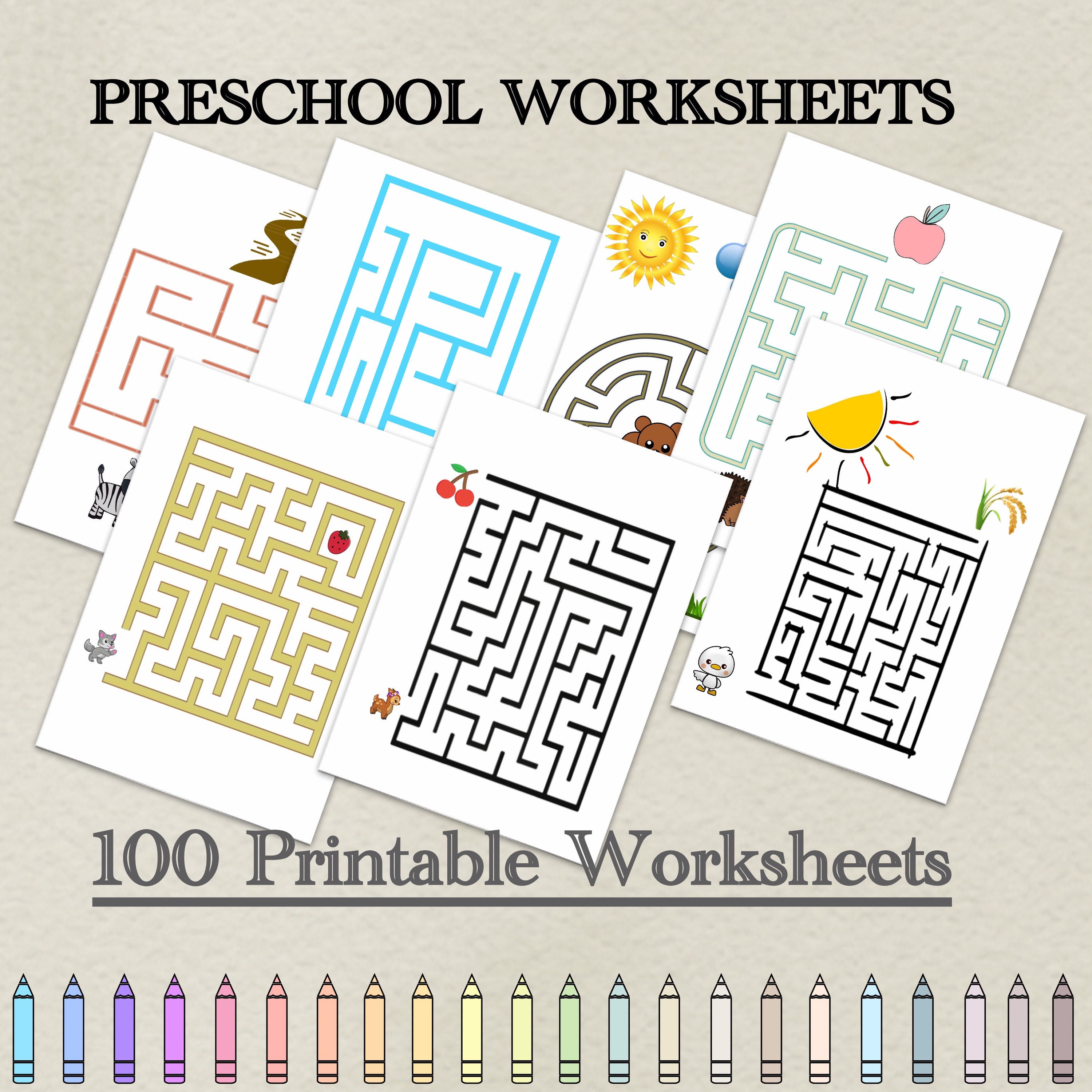 100 Printable Worksheets MaZe for Kids Preschool At Home | Etsy