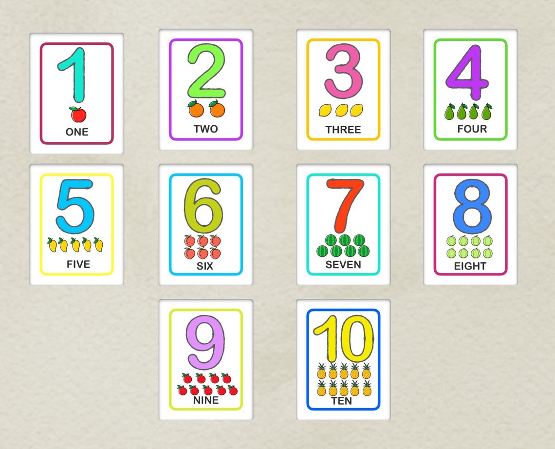 NUMBERS FLASH CARDS 110 Preschool Printable Homeschool Etsy