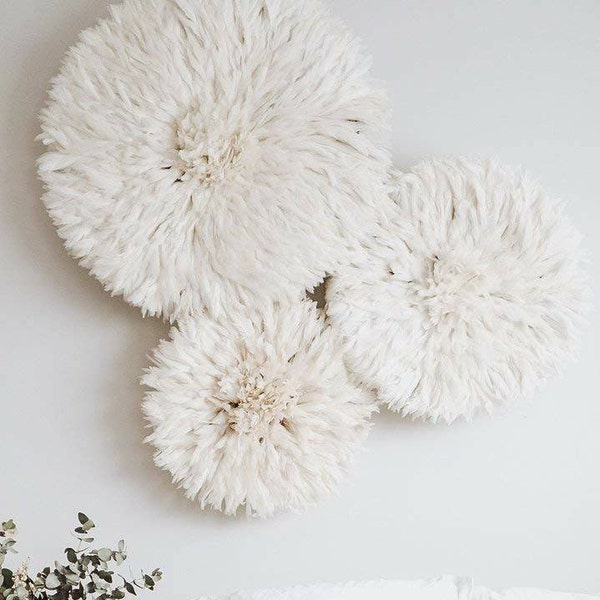 Juju hat wall decor | Authentic Handmade Jujuhat| Feather wall Art  | White African Fabric  | Interior Home Decor |