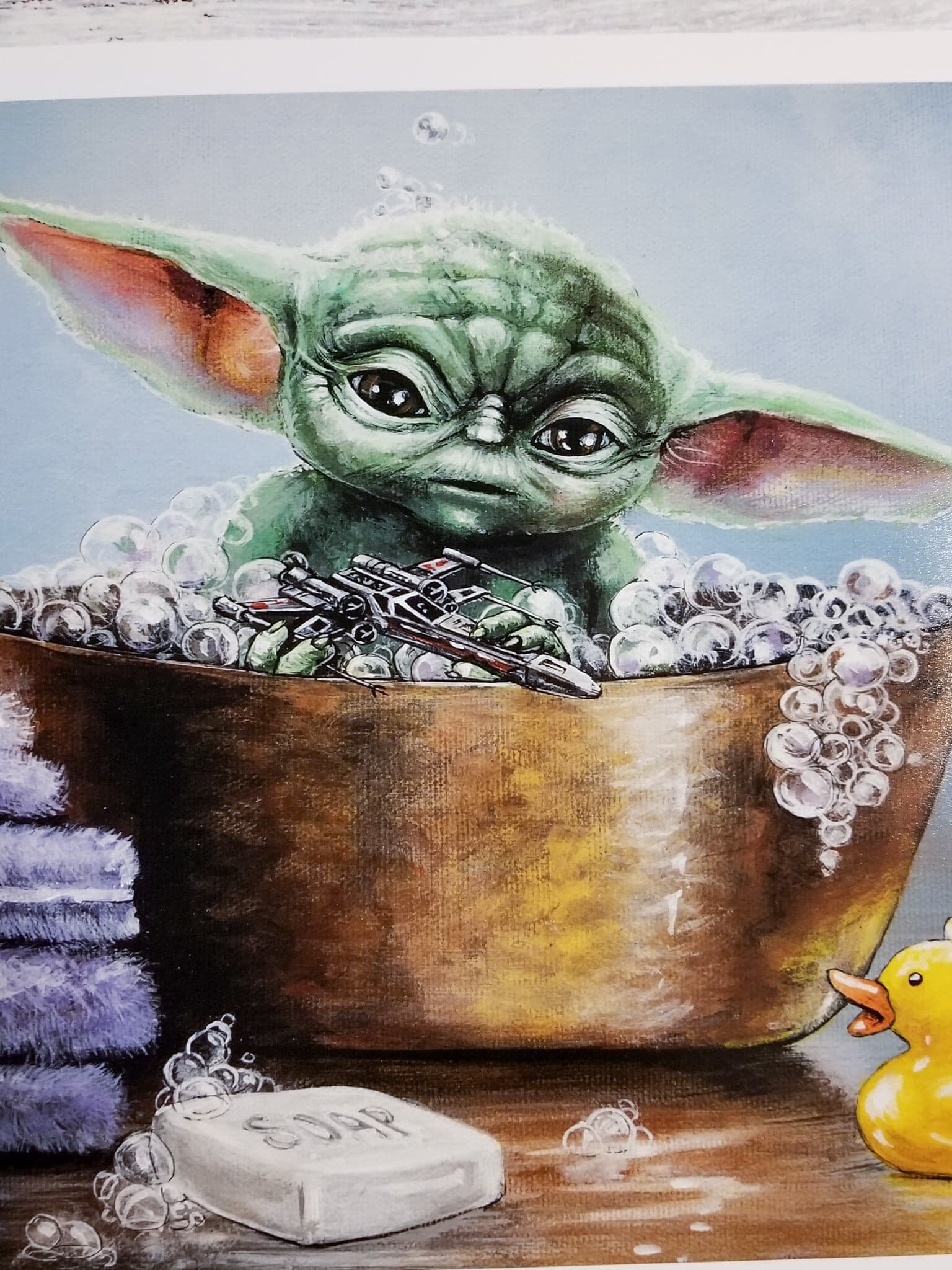 Baby Yoda's Bubble Bath Star Wars Bathroom & Nursery Art Etsy