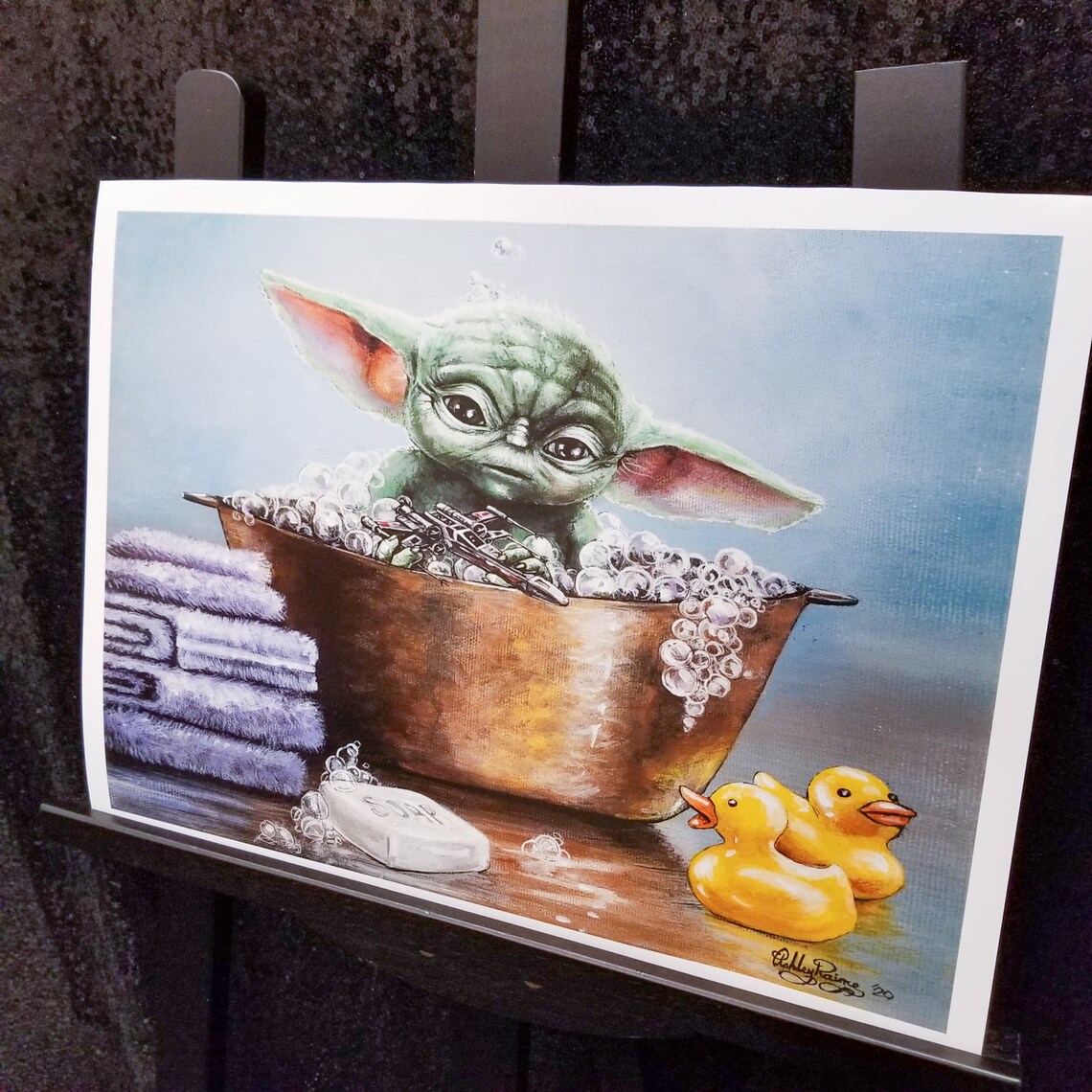 Baby Yoda's Bubble Bath Star Wars Bathroom & Nursery Art Etsy