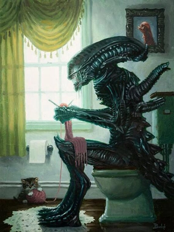 Alien Xenomorph Bathroom Art Print Dropping Acid Etsy
