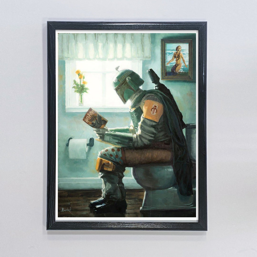 Mandalorian Boba Fett Star Wars Bathroom Art dropping a Etsy