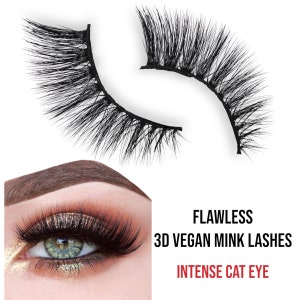 EDA LUXURY BEAUTY Flawless 3D Faux Mink False Lashes Double Layered Full Volume Extra Long Big Dramatic Cat Eye Effect Vegan Fake Eyelashes