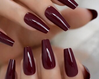 Wine Fake Nails Etsy