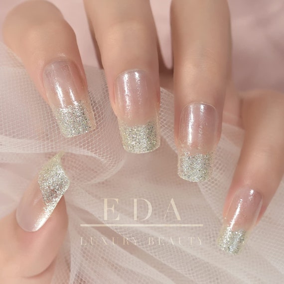 Buy EDA LUXURY BEAUTY Glitter French Press on Nails False Nails Online in  India - Etsy