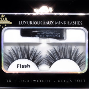 EDA LUXURY BEAUTY Flash 3D Faux Mink False Lashes Double Layered Full Volume Extra Long Extreme Dramatic Cat Eye Effect Vegan Fake Eyelashes