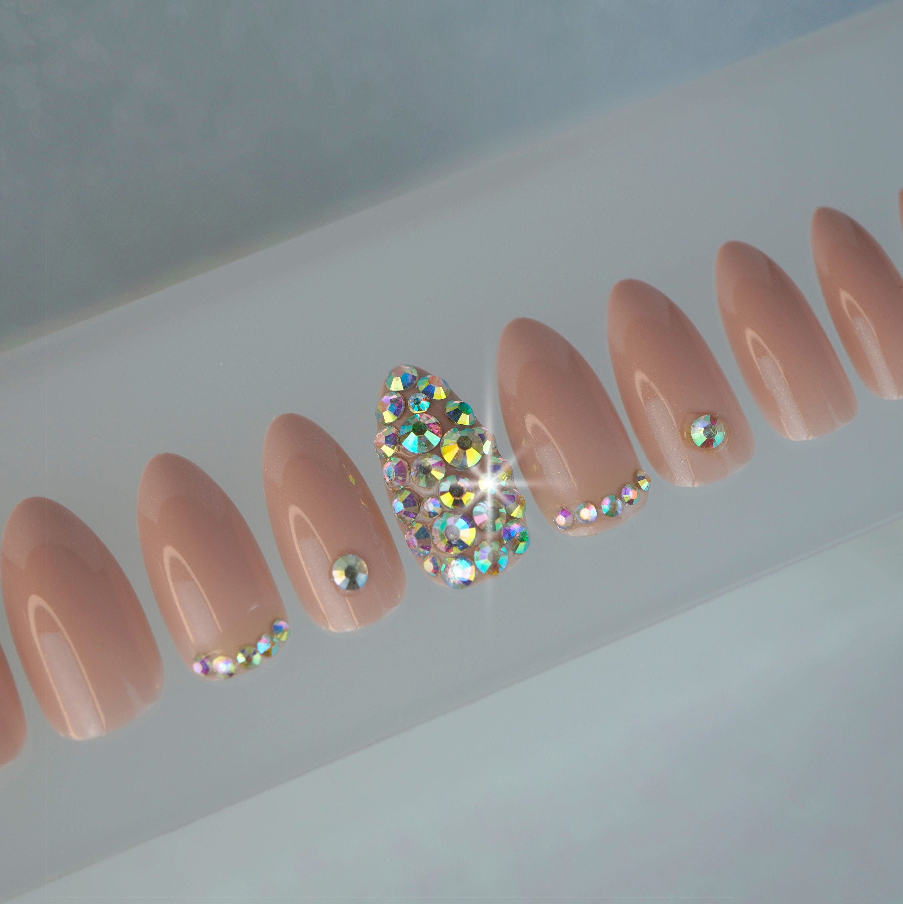 並行輸入品_EDA Luxury Beauty Nude Pink Marble 3D Bling Crystal Jewel Design Press On N メーカー再生品 並行輸入品_EDA Luxury Beauty Nude Pink Marble 3D Bling Crystal Jewel Design Press On N メーカー再生品