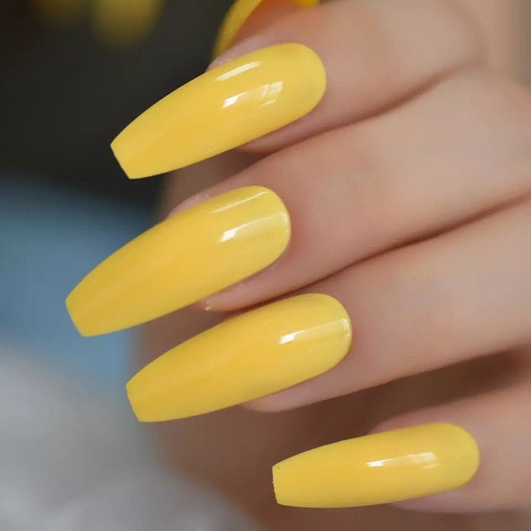 EDA LUXURY BEAUTY Yellow Press on Nails Elegant Bright False Nails