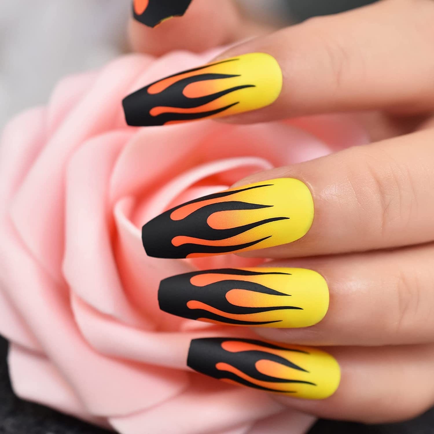 EDA LUXURY BEAUTY Fire Flame Press on Nails False Nails - Etsy