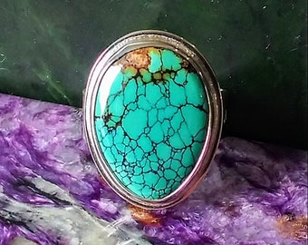 Very special AAA Hubei spiderweb turquoise ring Untreated. Special price normal 190.00 HOLIDAY SPECIAL