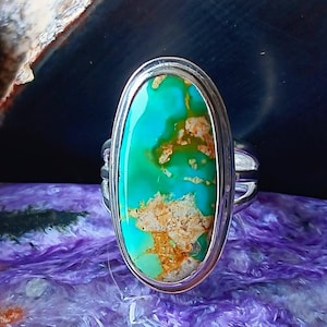 Rare Blue, green Nevada turquoise ring. Made in Mendocino-Untreated. image 1