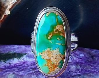 Rare Blue, green Nevada turquoise ring. Made in Mendocino-Untreated.
