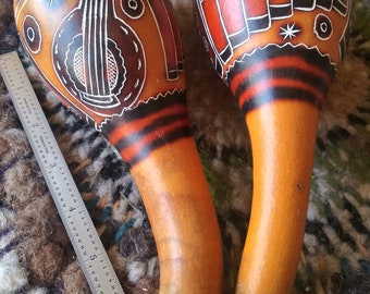 Hand carved gourd maracas from Peru-Back in stock!-Beautiful