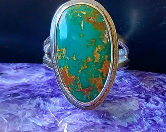 Rare teal blue Nevada turquoise ring. Natural. Handmade in Mendocino