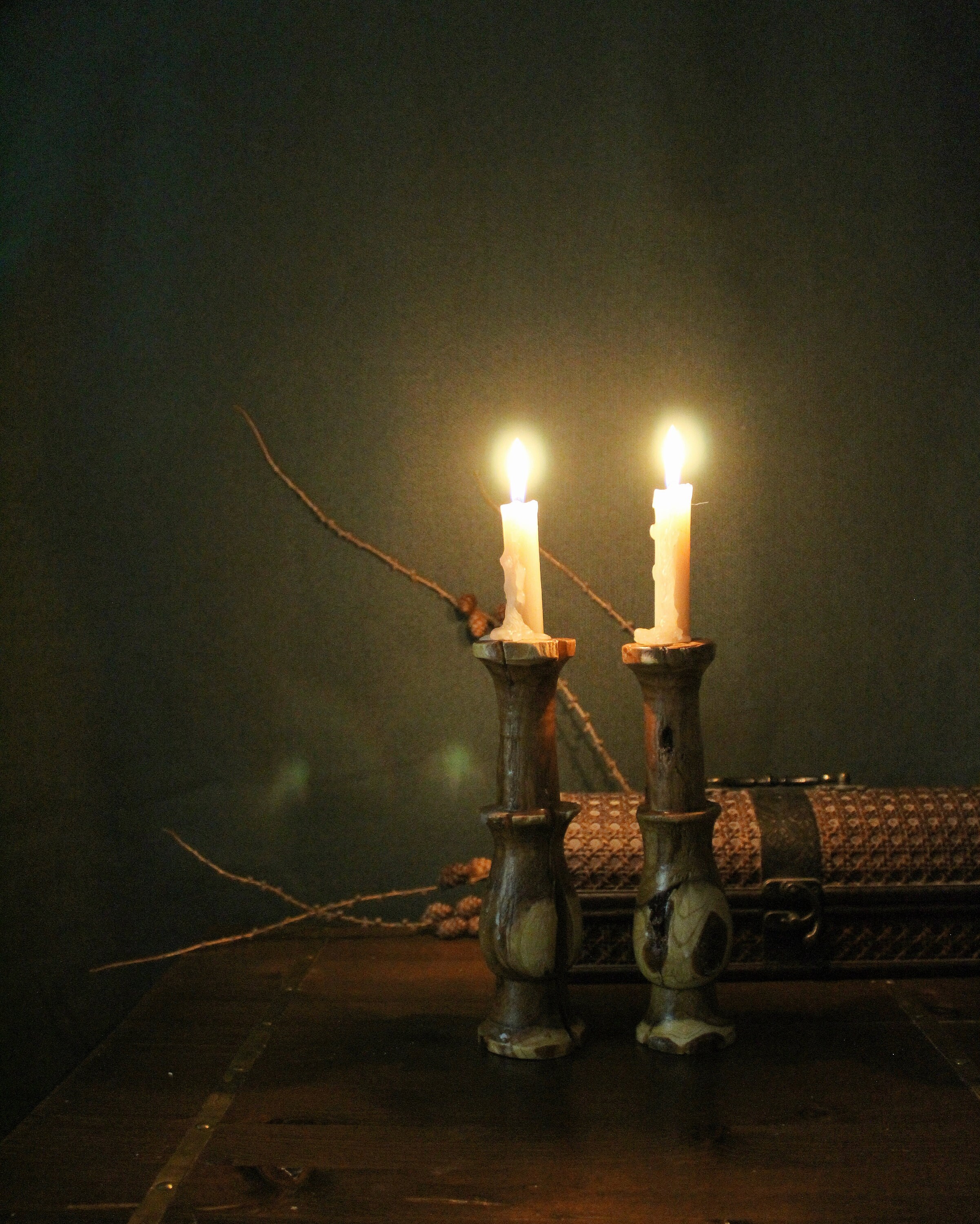 Woodturned appletree candleholders set 9 Etsy