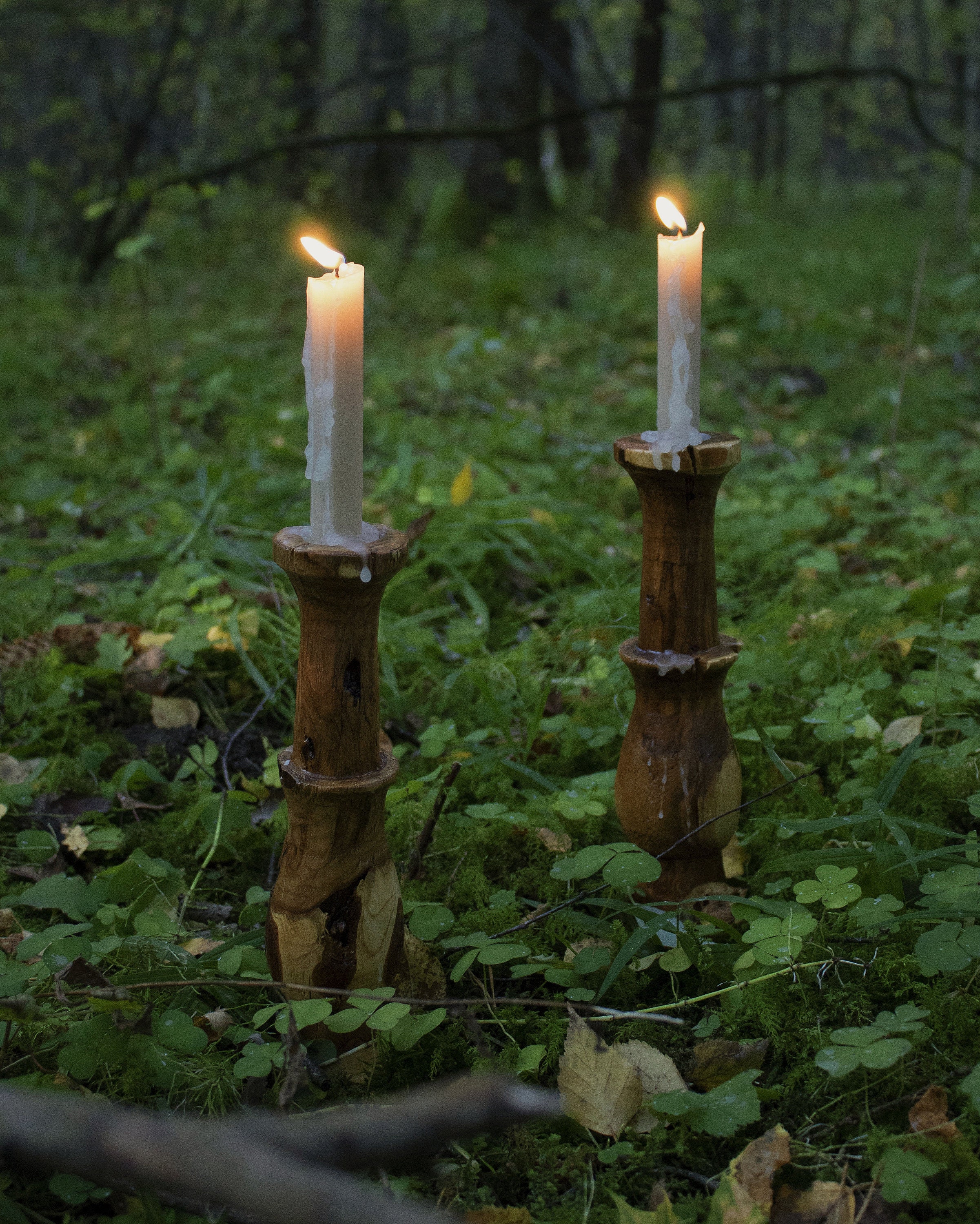 Woodturned appletree candleholders set 9 Etsy