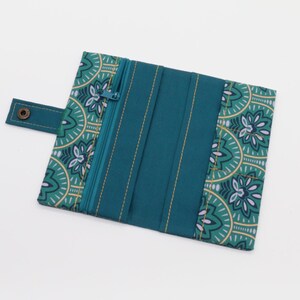 Tabaktasche Jugendstil Petrol | Tabakbeutel Blumen | Drehtasche Baumwolle beschichtet | Geschenk für Raucher mit Reißverschluss Bild 5