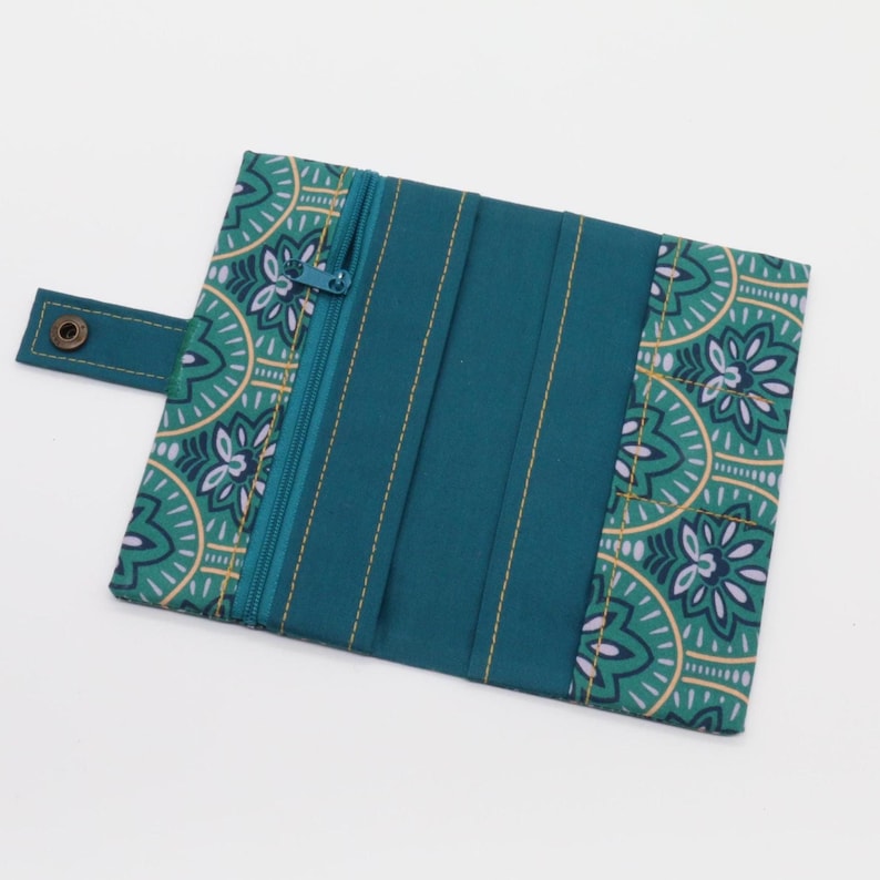 Tabaktasche Jugendstil Petrol | Tabakbeutel Blumen | Drehtasche Baumwolle beschichtet | Geschenk für Raucher mit Reißverschluss Bild 5