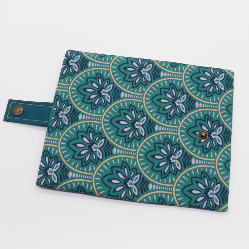 Tabaktasche Jugendstil Petrol | Tabakbeutel Blumen | Drehtasche Baumwolle beschichtet | Geschenk für Raucher mit Reißverschluss Bild 6
