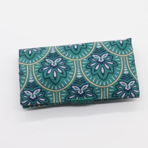 Tabaktasche Jugendstil Petrol | Tabakbeutel Blumen | Drehtasche Baumwolle beschichtet | Geschenk für Raucher mit Reißverschluss Bild 4