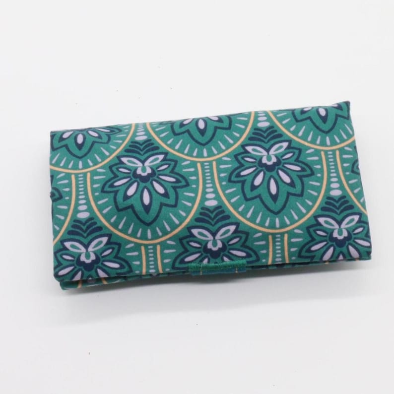Tabaktasche Jugendstil Petrol | Tabakbeutel Blumen | Drehtasche Baumwolle beschichtet | Geschenk für Raucher mit Reißverschluss Bild 4