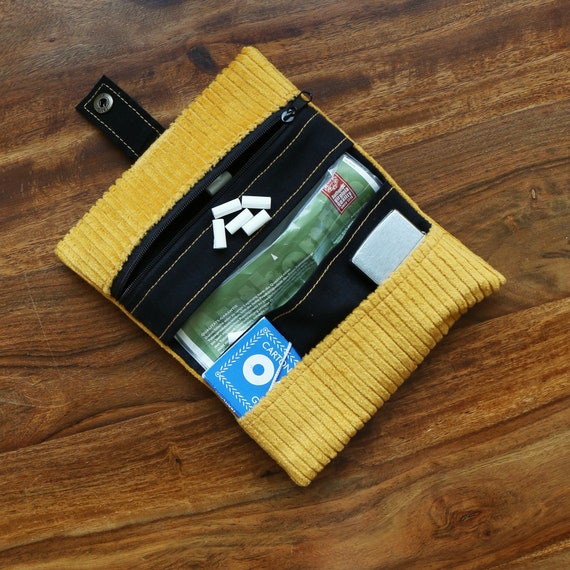 yellow pouch tobacco Tobacco Pouch, Corn Yellow, With Compartments for Smoking Accessories,  Öko-tex Certified Wide-wale Corduroy, 100% Cotton, Climate-neutral  Shipping, Very Little Waste