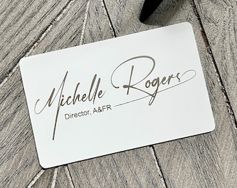 Custom White Metal Business Card - NFC Tap-to-Share