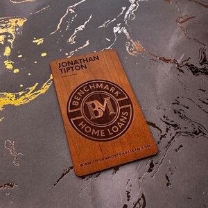 Custom Cherry wood nfc tap business card, tap to share contact info and digital profile. burn engrave