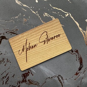 Custom Cherry wood nfc tap business card, tap to share contact info and digital profile. burn engrave