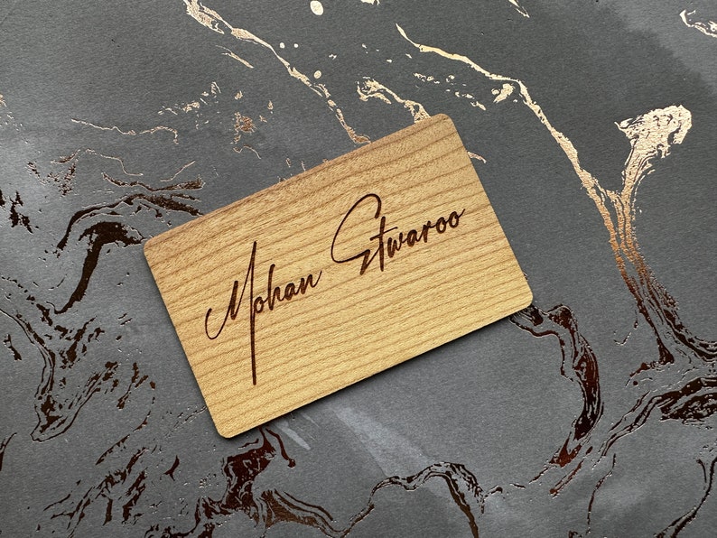 Custom Cherry wood nfc tap business card, tap to share contact info and digital profile. burn engrave