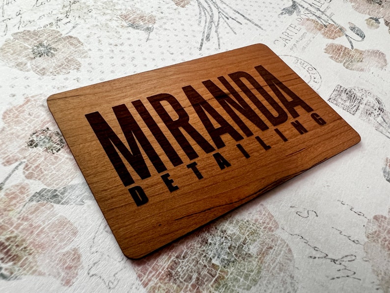 Custom Cherry wood nfc tap business card, tap to share contact info and digital profile. burn engrave