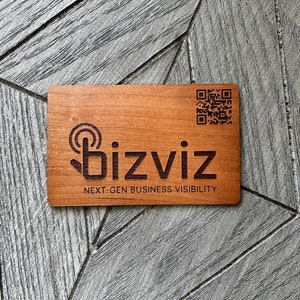 Custom Cherry wood nfc tap business card, tap to share contact info and digital profile. burn engrave