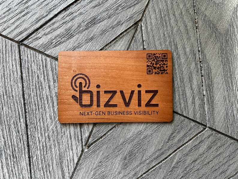 Custom Cherry wood nfc tap business card, tap to share contact info and digital profile. burn engrave