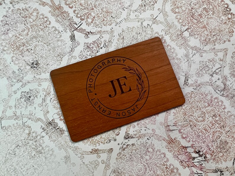 Custom Cherry wood nfc tap business card, tap to share contact info and digital profile. burn engrave