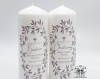 Personalised Christening candle | Personalised Baptism candle | Christening candle | Baptism candle | Baptismal Candle | Ireland | grey