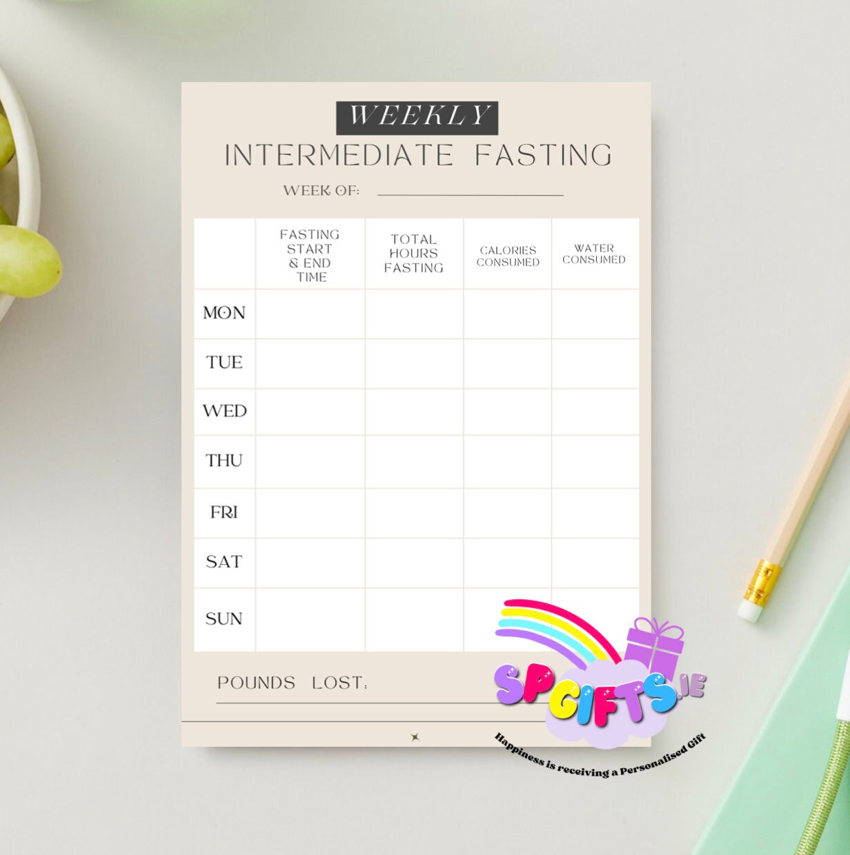 Fasting Worksheets.pdf Intermediate Fasting Printable Tracker - A4 Size PDF Download - Etsy