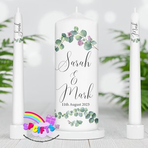 Wedding Unity Candles  - Ceremony candles - Wedding Candles - Personalised Custom Unity Candle Set - unity candle set Ireland - Eucalyptus
