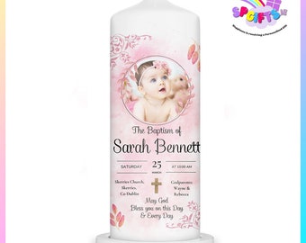 Doopkaars met gepersonaliseerde foto - roze Delica Design Nederland