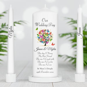 Unity Candle set - Wedding Unity Candle Set Ireland - Ceremony candles - Wedding Candles - Personalised Custom Unity Candle Set - Tree