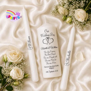 Personalised Wedding Unity Candle Set | Hearts Design