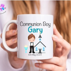 Tasse personnalisée pour garçons Première Sainte Communion Irlande - Cadeau personnalisé Ma première communion - Noeud papillon