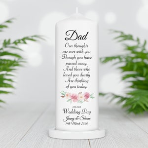 Wedding Day Remembrance Candle | Personalised Wedding Absence Candle | Wedding Memory Candle | Memorial Candle | Pink Bouquet