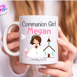 Girls Personalized First Communion Mug Ireland - Personalized My First Communion Day Gift - Short Hair