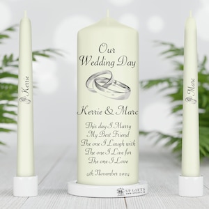Wedding Unity Candle Set Irlande - Ensemble de bougies Unity -Bougies de cérémonie - Bougies de mariage - Ensemble de bougies Unity personnalisé - Anneaux d’argent
