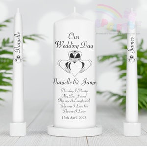 Unity Candle set - Wedding Unity Candle Set Ireland - Ceremony candles - Wedding Candles - Personalised Custom Unity Candle Set - eucalyptus
